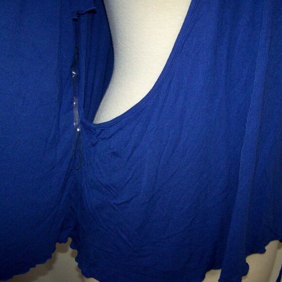 Lane Bryant Wrap Shirt Top Womens 26 28 Short Flutter Sleeves Stretch Soft Blue - Picture 9 of 12